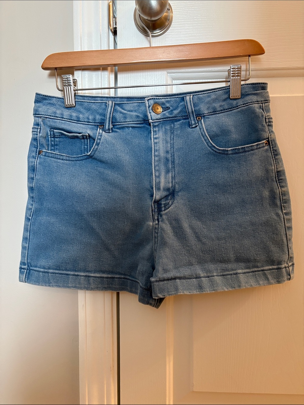 Classic High Waisted Light Blue Denim Women's Shorts